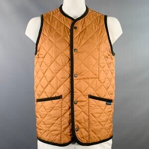 LAVENHAM Size 42 Thornham Tan Quilted Polyester Snaps Vest
